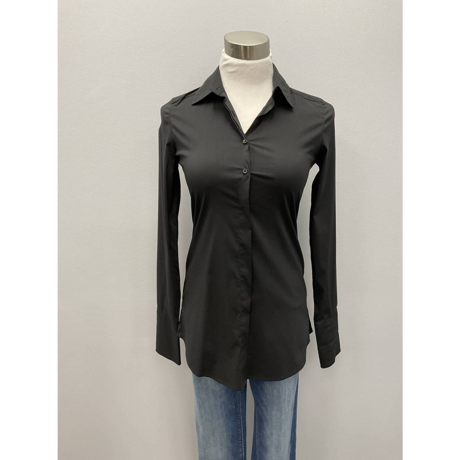 New Jordan Louis Long Sleeves Cotton Stretch Shirt In Black